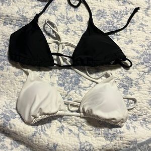 TWO bikini tops, black and white, both small from Shein